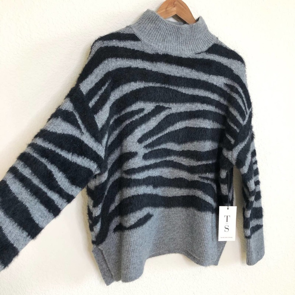 Anthropologie Twine & String Zebra Knit Sweater - Picture 2 of 6